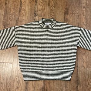 Brand New Anthropologie Green/Cream Striped Wool Sweater